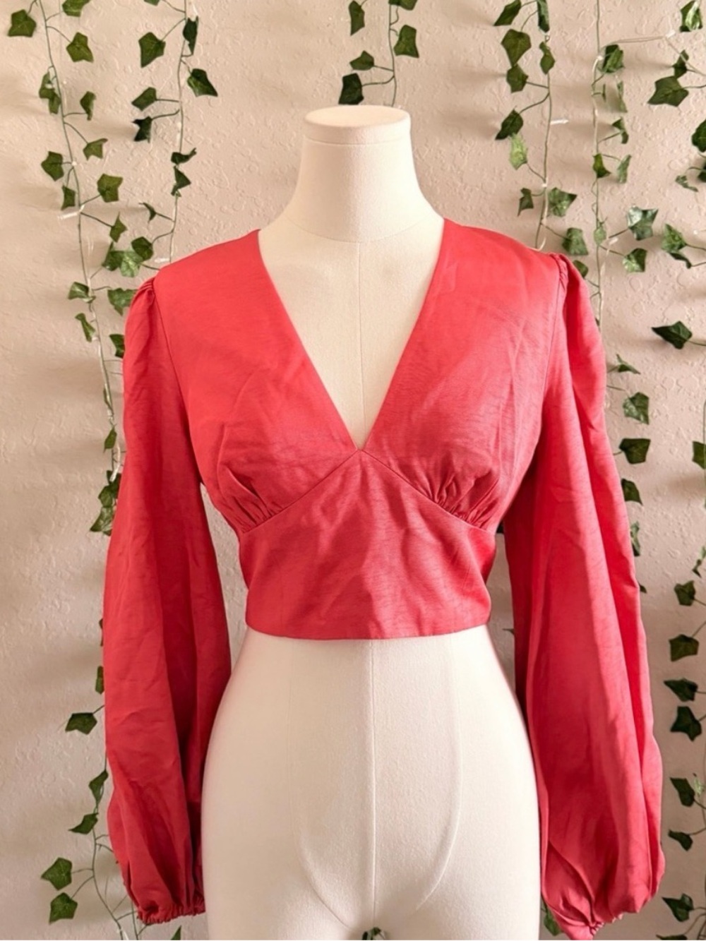 KEEPSAKE the Label Coral V-Neck Cropped Blouson Top